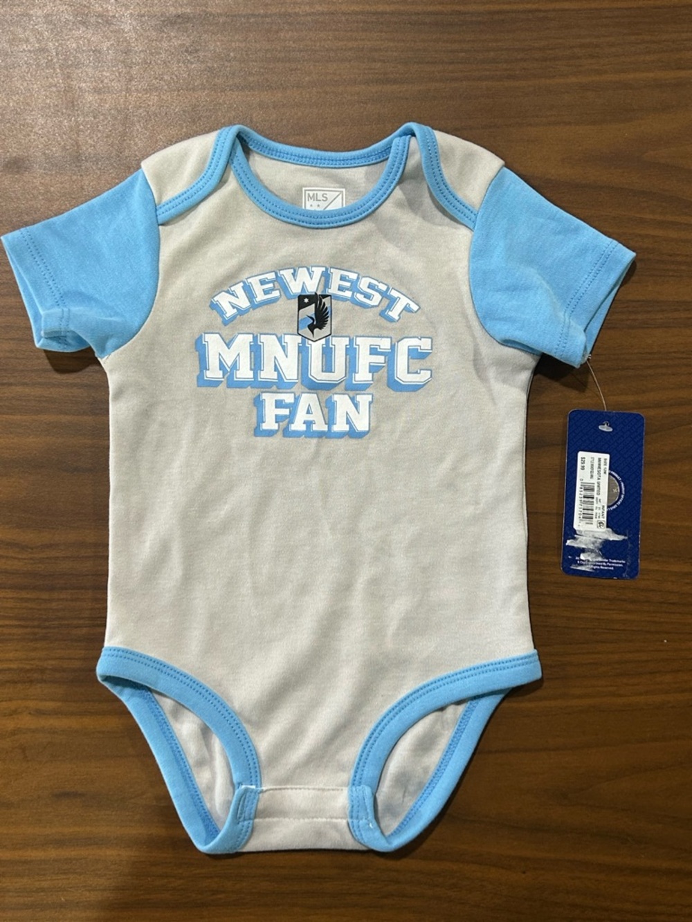 Newest MNUFC Fan Light Gray & Light Blue Baby Bodysuit